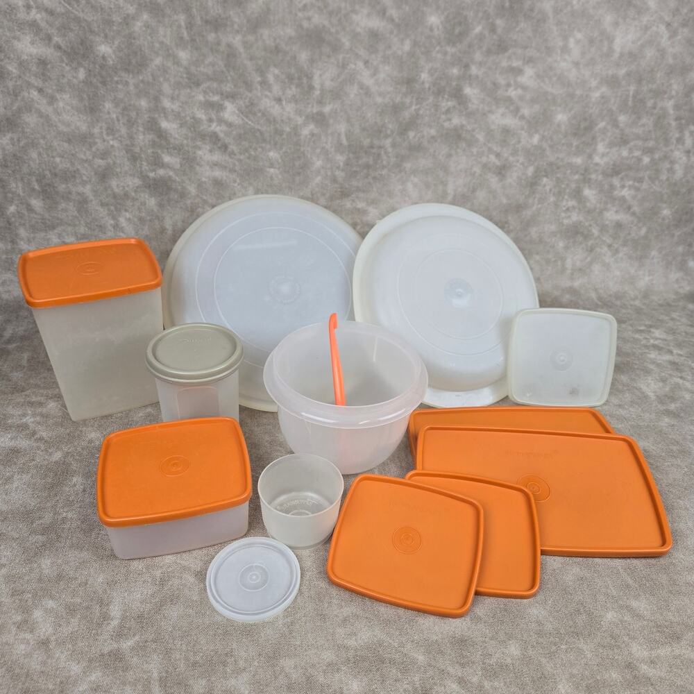 Vintage Tupperware Mixed Bundle Harvest Orange Sheer